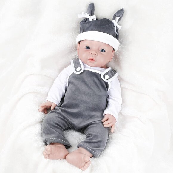🆕19 inch Full Body Silicone Baby Dolls Girl Open Eyes Baby With DOLL Clothes - Picture 1 of 6